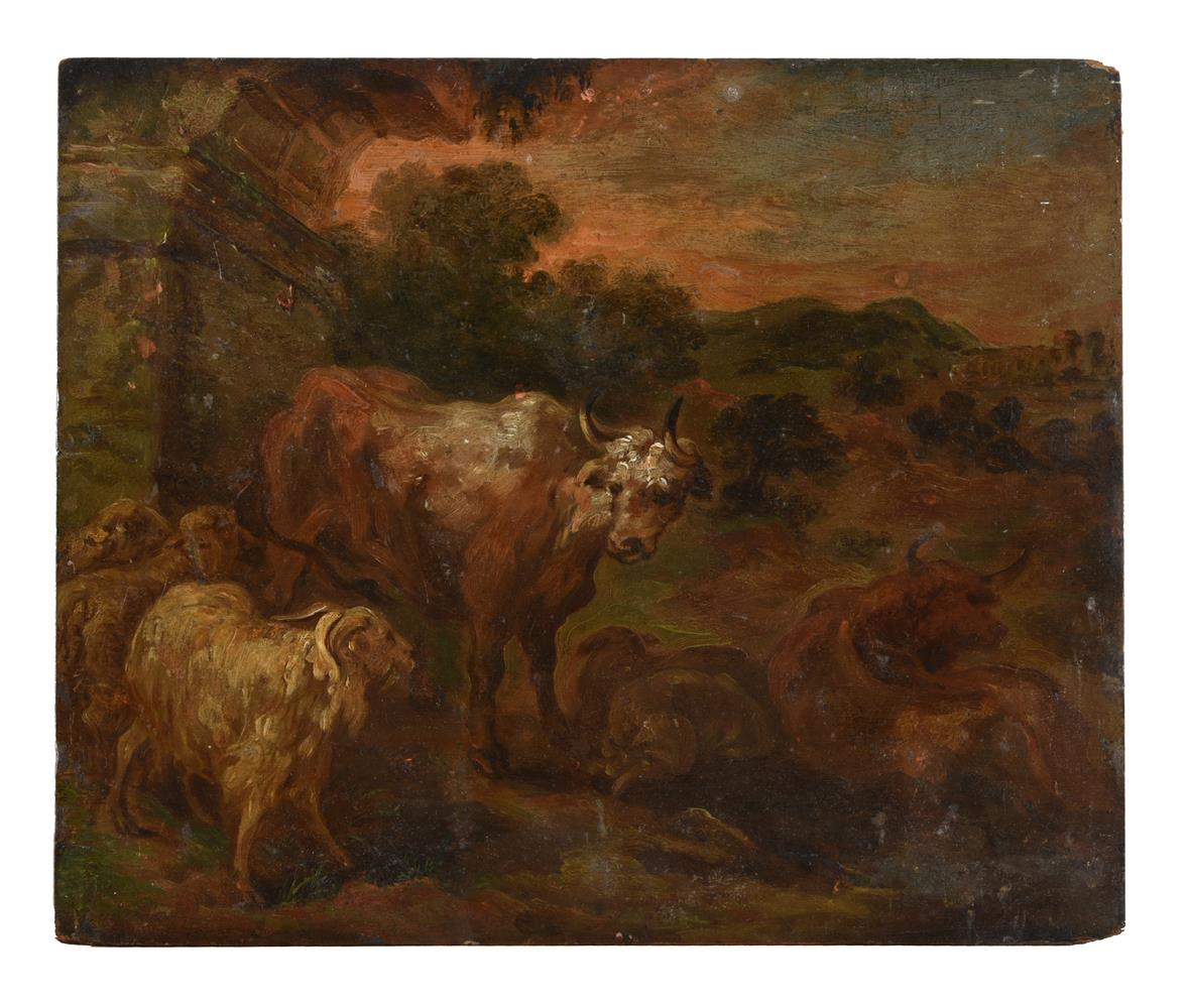 Circle of Johann Melchoir Roos (German 1659-1731), Sheep and cows in a landscape