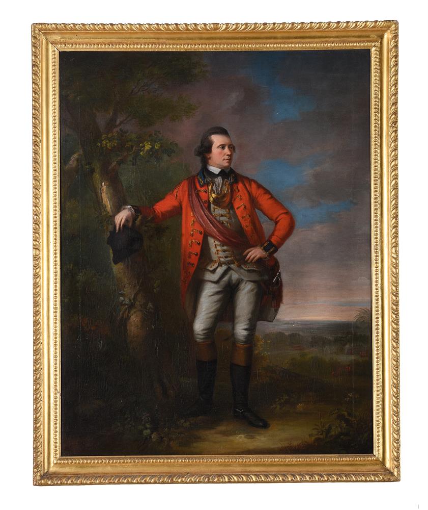 Circle of Tilly Kettle (British 1735-1786), Portrait of an officer in an Indian landscape - Image 2 of 3