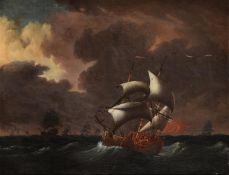 Follower of Willem van de Velde, A royal yacht beating to leeward in a heavy sea