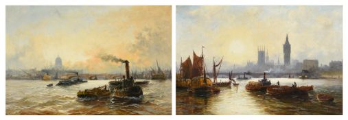 Attributed to Edwin Henry Eugene Fletcher (British 1857-1945), Two views of the Thames (2)