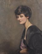 λ John Arthur Machray Hay (Scottish 1887-1960), Portrait of a lady wearing a purple dress