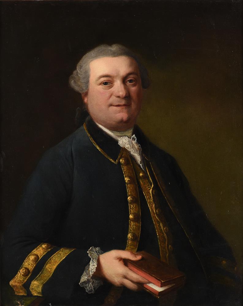 Attributed to Anton von Maron (Austrian 1733-1808), Portrait of a gentleman wearing a blue coat