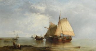 James Webb (British 1825–1895), Coastal scene with fishing boats