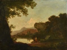 Circle of Richard Wilson (British 1714-1782), Figures in a landscape