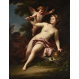 Attributed to Joseph Melling (French 1724-1796), Venus, Cupid and Satyr