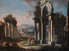 Giuseppe Zocchi (Italian 1711-1767), Architectural capricci with figures amongst classical ruins (2)