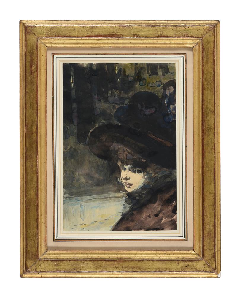 Francois Clement Sommier, called Henry Somm (French 1844-1907), Jeune femme au grand chapeau - Image 2 of 3