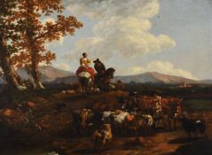Abraham Jansz. Begeyn (Dutch 1637-1697), Shepherds, cattle and sheep in a landscape