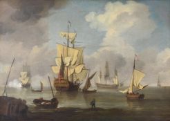 Attributed to Peter Monamy (British 1681-1749), Shipping on a calm sea