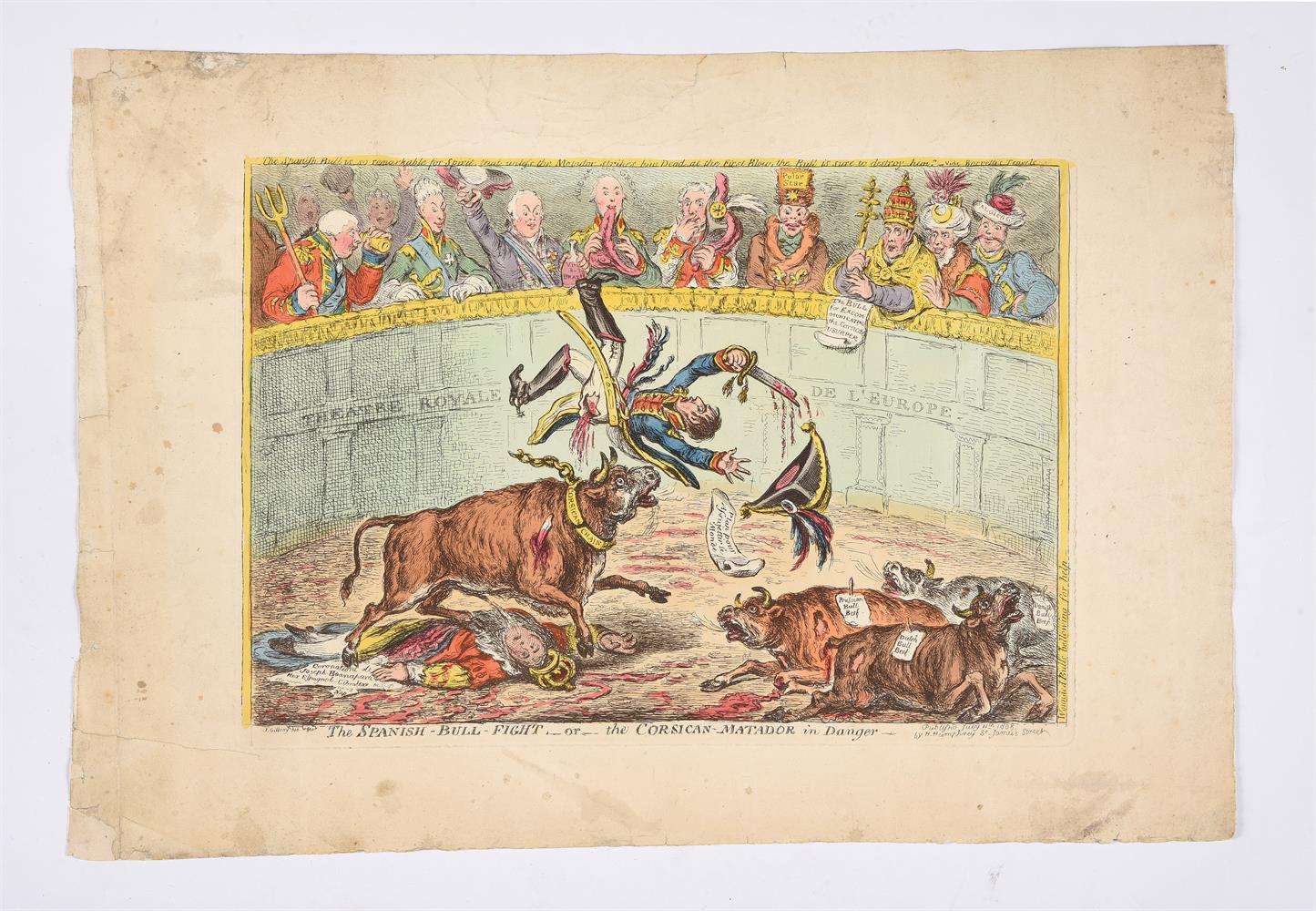 † James Gillray (British 1756-1815), The Spanish Bullfight or the Corsican Matador in Danger (3) - Image 4 of 7