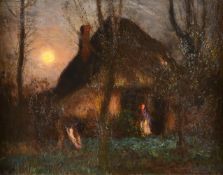Sir George Clausen (British 1852-1944), The Cottage, Moonrise