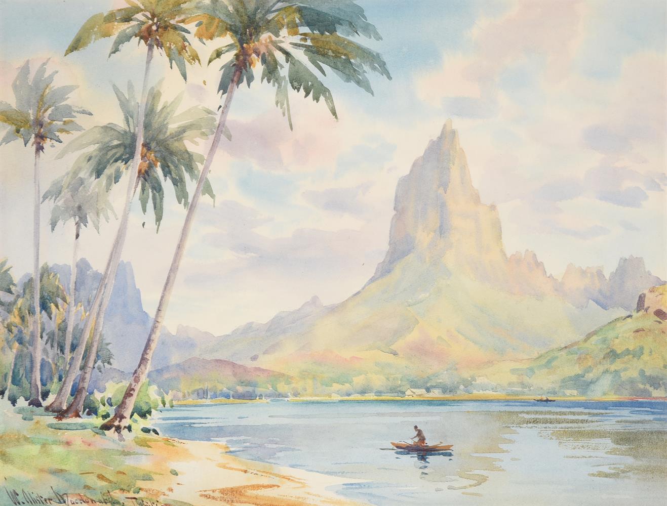 William Alister MacDonald (British 1861-1948), View of Mount Tohiea from Opunohu Bay