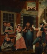 English School (18th century), A brawl outside the inn