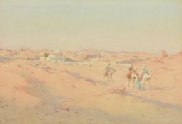 Robert George Talbot Kelly (British 1861-1934), Desert landscape with figures
