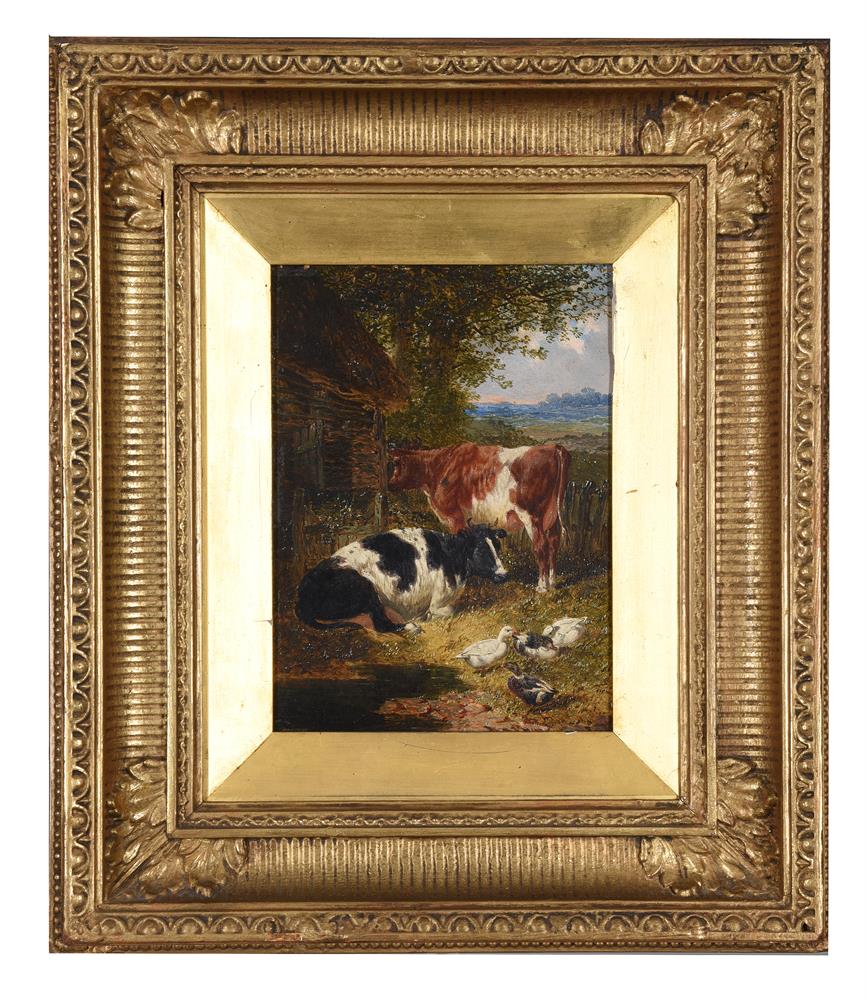 John Frederick Herring the Younger (British 1815-1907), Cows and ducks by a barn - Image 2 of 3