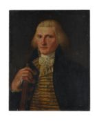 Circle of Ralph Earl (American 1751-1801), Portrait of a gentleman holding a telescope