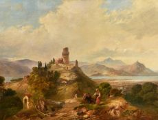James Vivien de Fleury (British 1847-1902), Travellers in an Italianate landscape