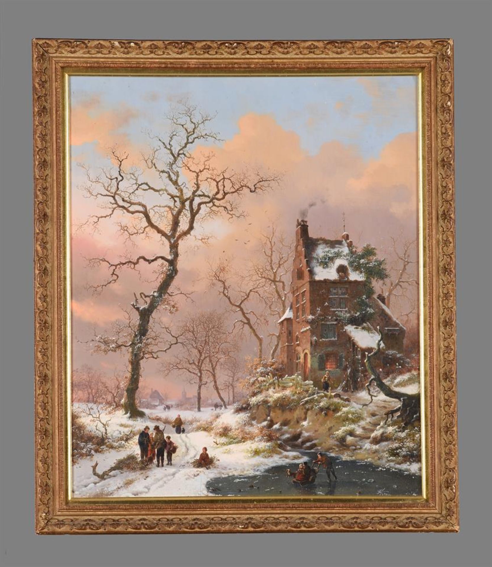 Frederik Marinus Kruseman (Dutch 1816-1882), Villagers in a snowy landscape - Bild 2 aus 5