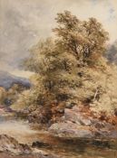 John Syer (British 1815-1885), Wooded river landscape