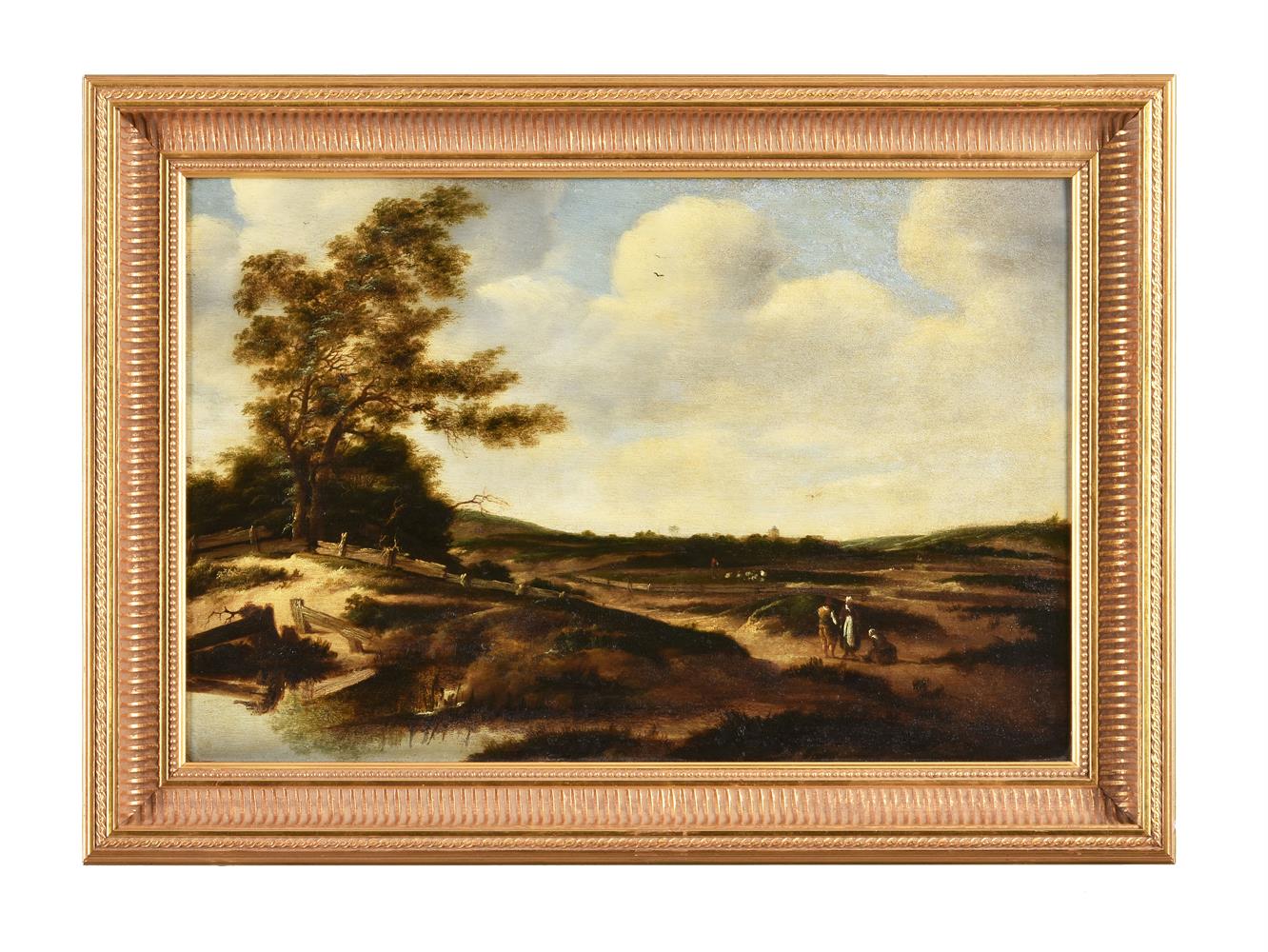 Attributed Cornelis Hendriksz Vroom (Dutch 1591-1661), Travellers in a wooded landscape - Image 2 of 3