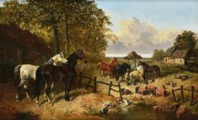 John Frederick Herring Junior (British 1815-1907), A Peaceful Day In The Farmyard