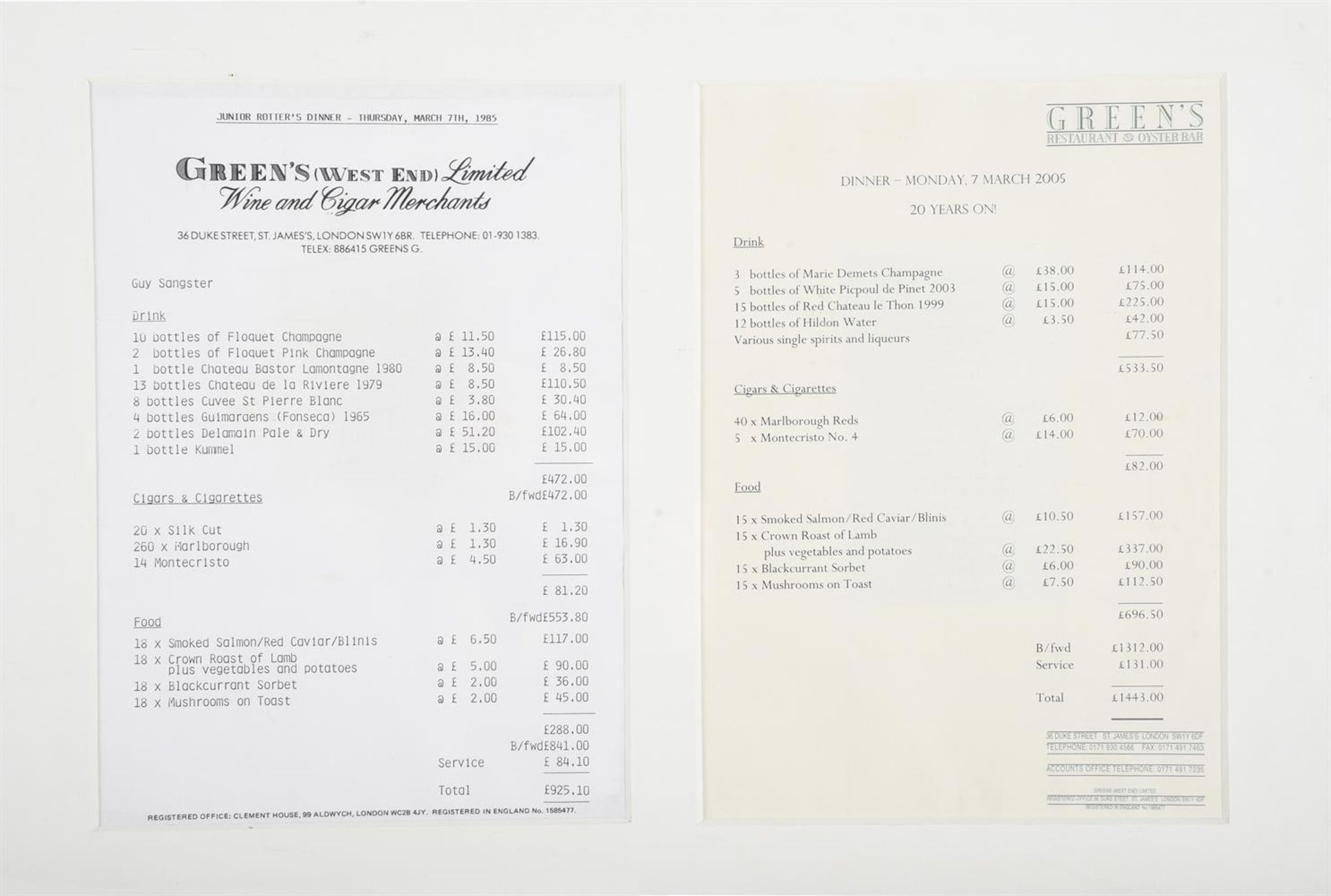 Green's Junior Rotter's dinner menu, 7th March 1985 - Image 2 of 6