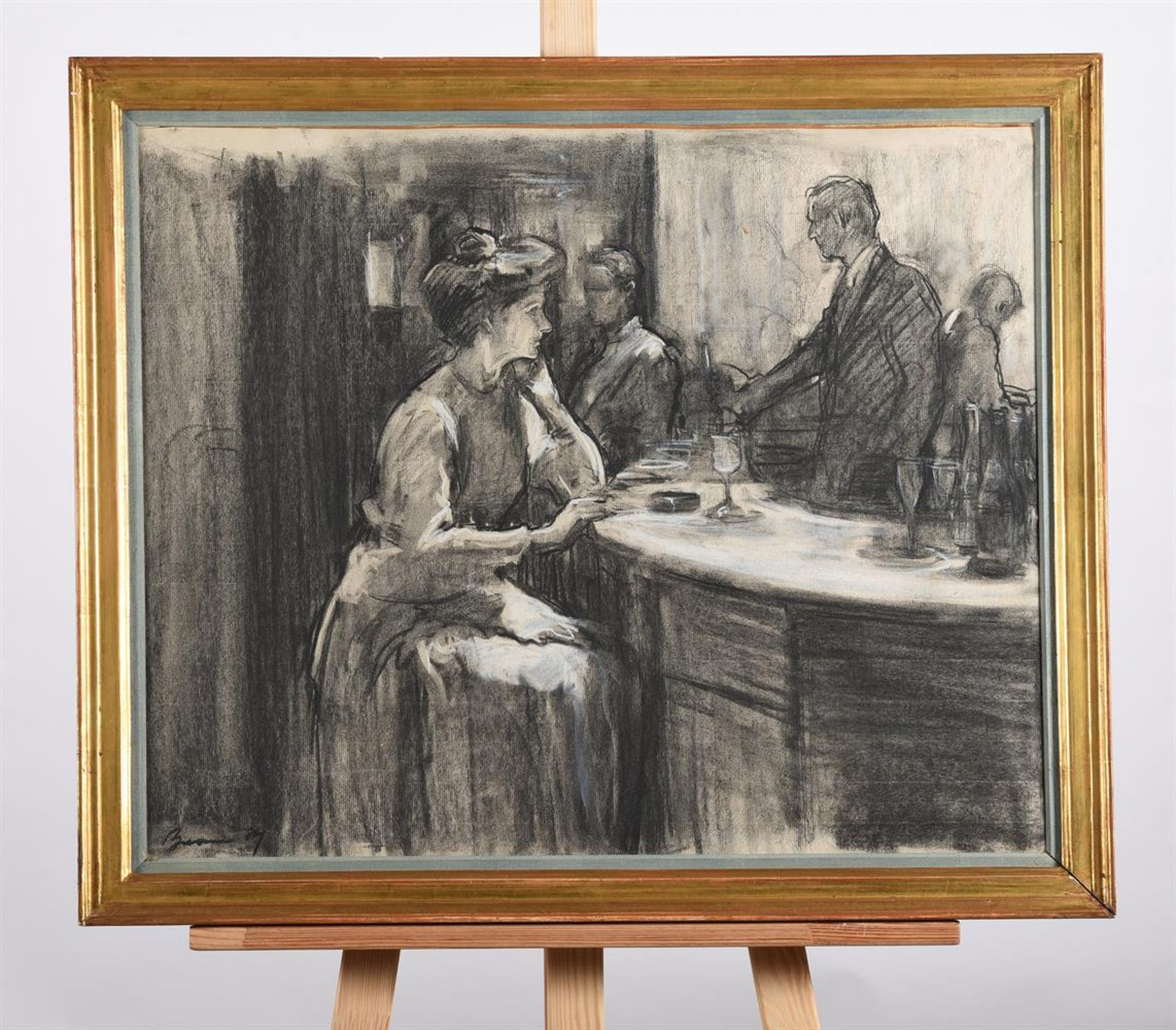 λ Antony Bream (British b. 1943), Lady at the bar, Green's Restaurant - Image 2 of 2