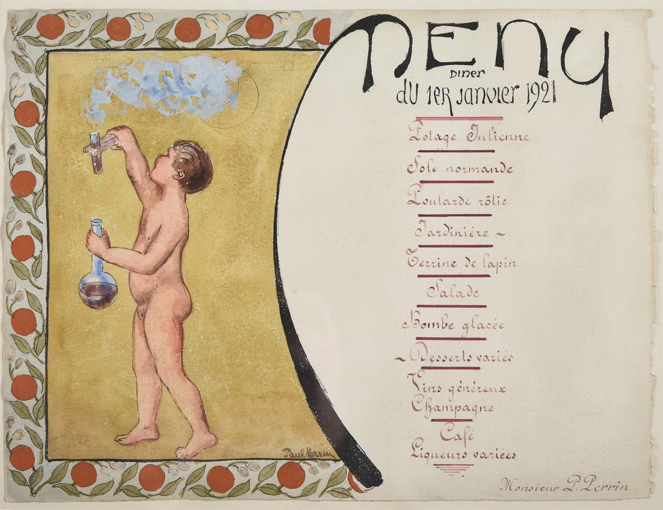 Paul Perrin (French 20th century), Menu - Diner du 1er Janvier 1921