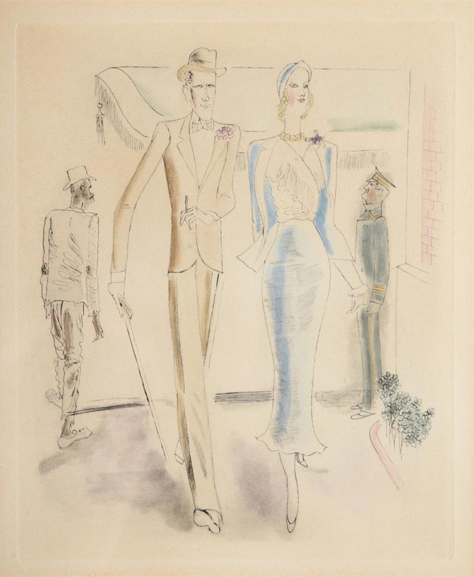 Charles Laborde (French 1886-1941), The theatre queue - Image 2 of 4