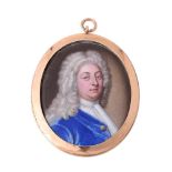 Circle of Christian Friedrich Zincke (German 1683-1767), A gentleman, wearing blue coat