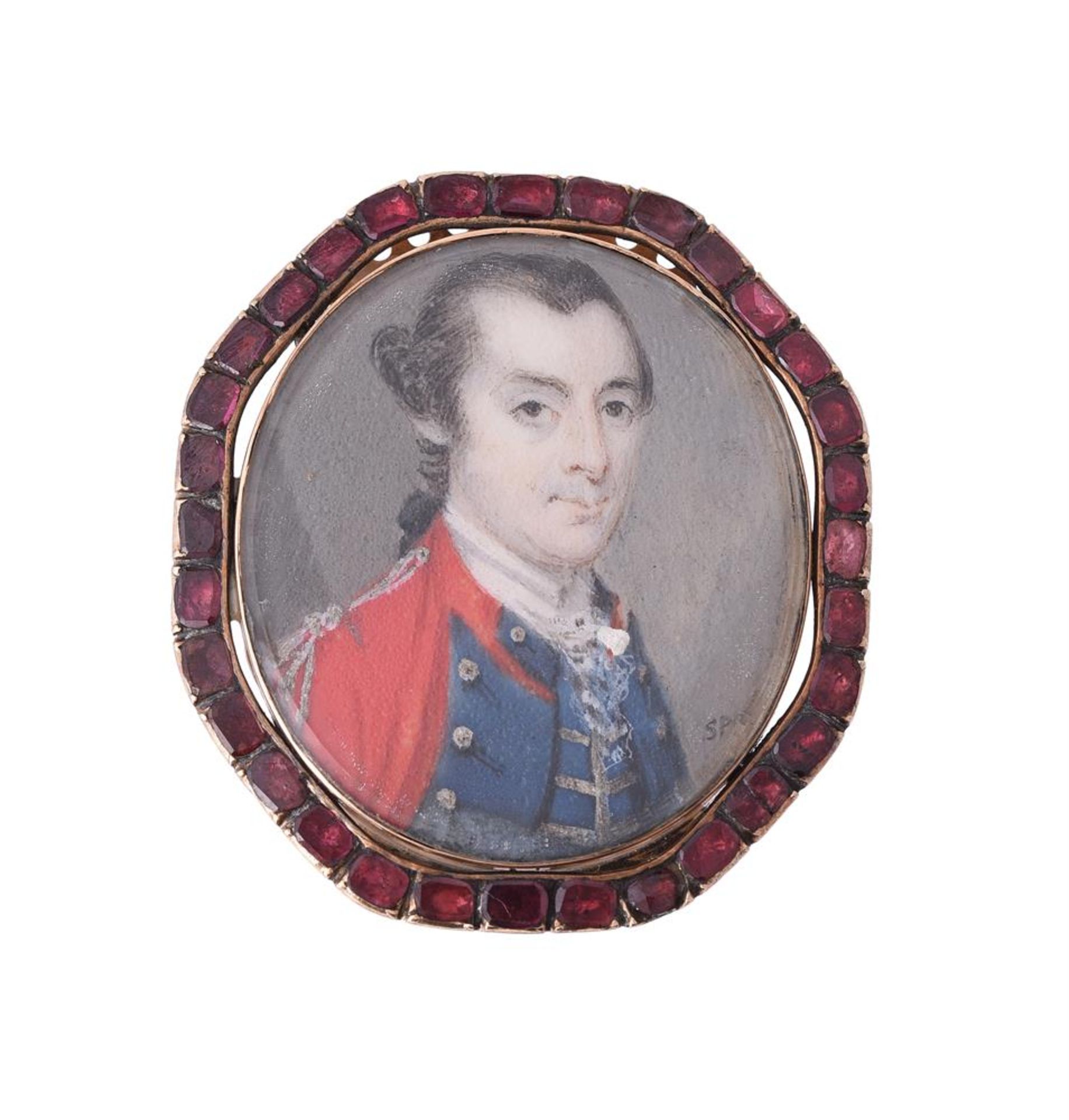 Y English School (18th century), An officer, c.1760, wearing red coat with blue facings