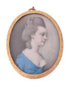 Y Continental School (18th century), A lady in side profile, wearing blue dress