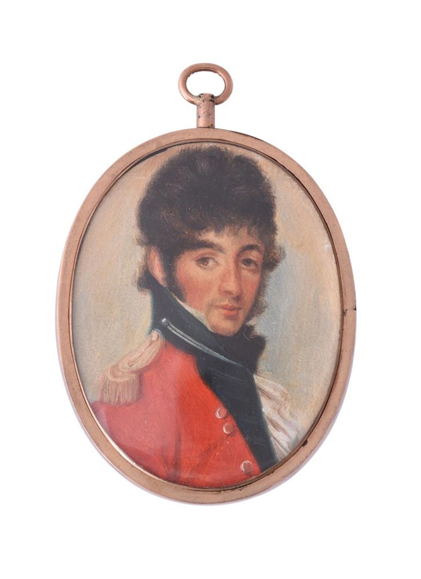 English School (19th century), An officer, c.1815, wearing red coat