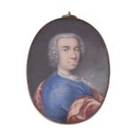 French School (18th century), A gentleman, wearing blue coat