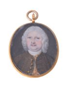 Y Peter Paul Lens (British 1714-1750), A gentleman, wearing embroidered brown coat