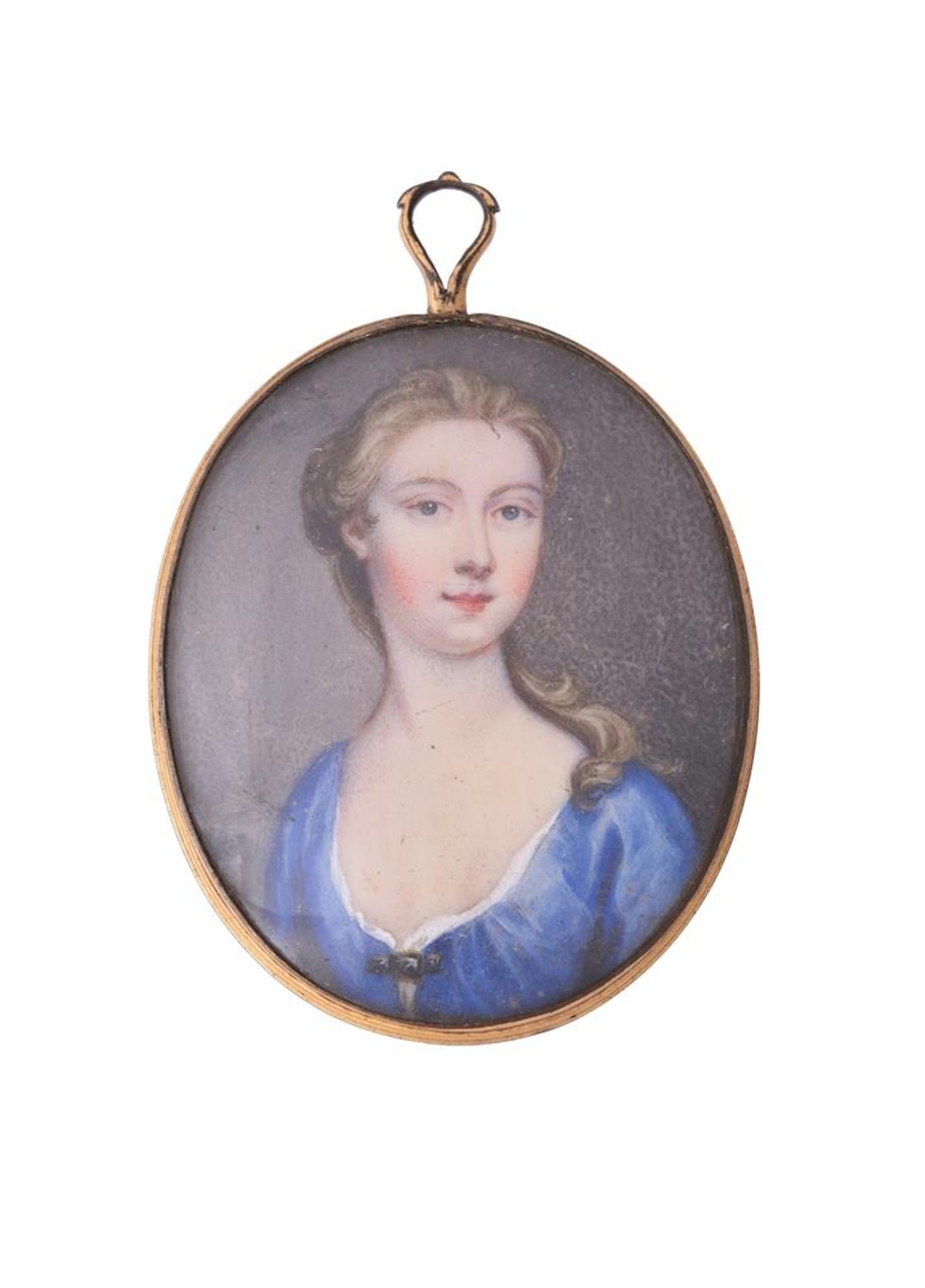 Y English School (18th century), A lady, wearing blue dress