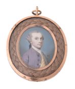Y Attributed to Gervase Spencer (British 1715-1763), A gentleman, wearing lilac coat