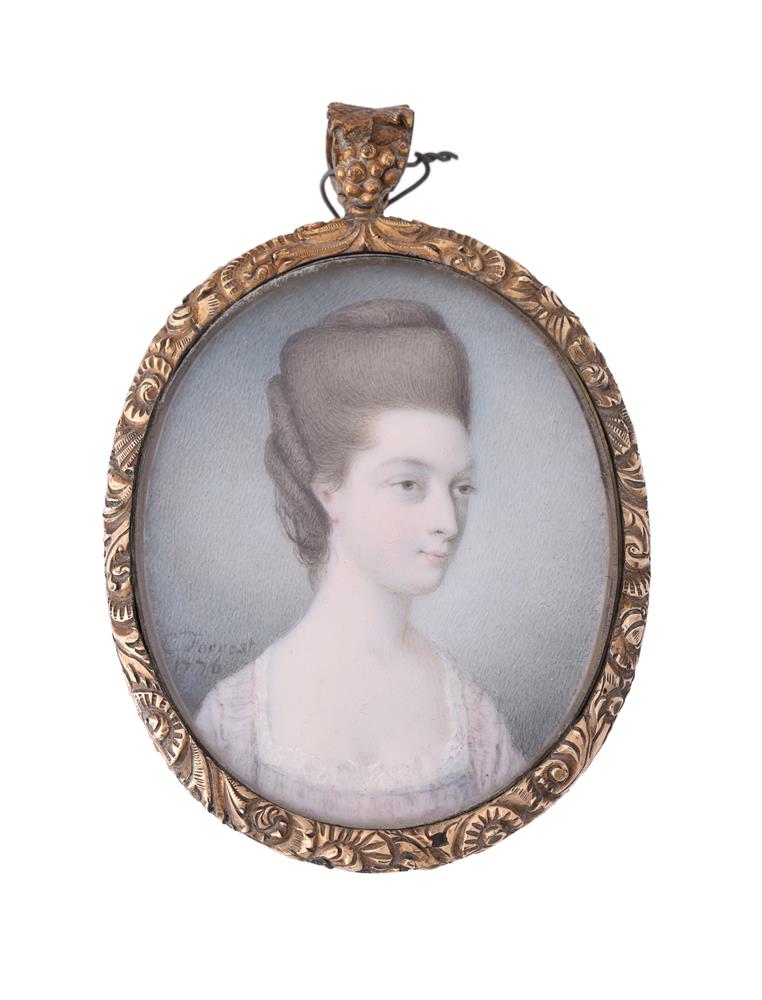 Y Charles Forrest (British fl. 1765-80), A lady, wearing low-cut pale pink dress