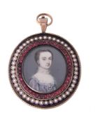 Y Samuel Cotes (British 1734-1818), A young woman, wearing purple satin dress