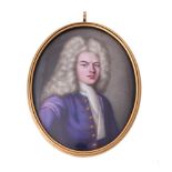 French School (18th century), A gentleman, wearing purple coat