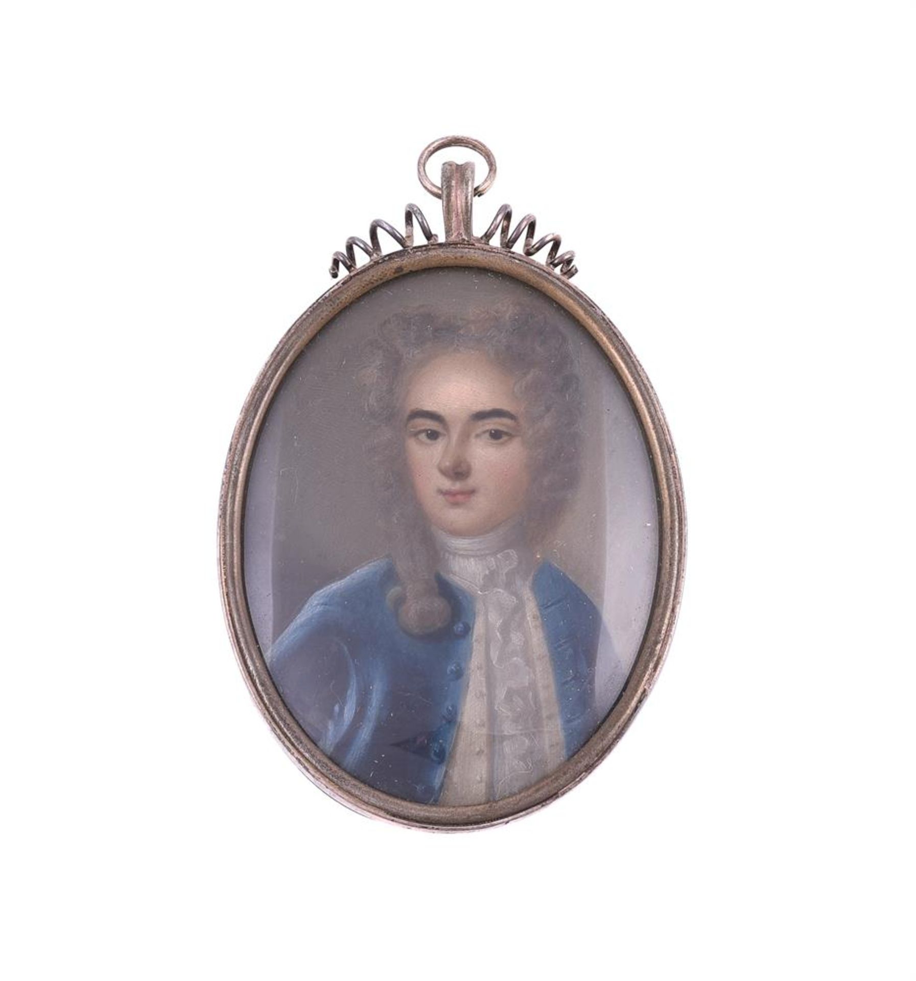 French School (probably 18th century), A gentleman, wearing blue coat