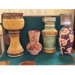 1960's German glazed vase, jardiniere and stand and 2 floral vases.