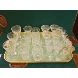 Mixed lot of assorted cut glass tumblers, goblets, sherry and other drinking glasses.