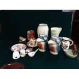 Mixed lot to include Lustre Toucan jugs, Crown Devon floral vase, Wade Retriever pipe stand,