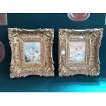 A pair of modern gilt framed pictures The Welcome Guest and A Faithful Friend.