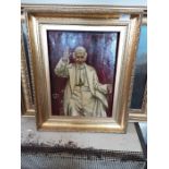 Gilt framed oil on canvas The Pope.