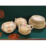 Quantity of Booths Floradora dinner wares comprising 2 lidded tureens, 6 large dinner plates, 3