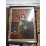 Victorian framed coloured print "My Love to You", 56cm x 75cm wide.