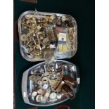 A collection of various wristwatches, pocket watches, clock and watch spare parts, cabinet keys,