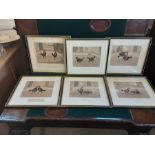 A set of 6 framed engravings Fighting Cocks by C.R. Stock.